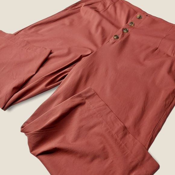 Torrid Brick Red Twill Button Fly Wide Leg Culotte Pant Size 18 - Picture 9 of 10